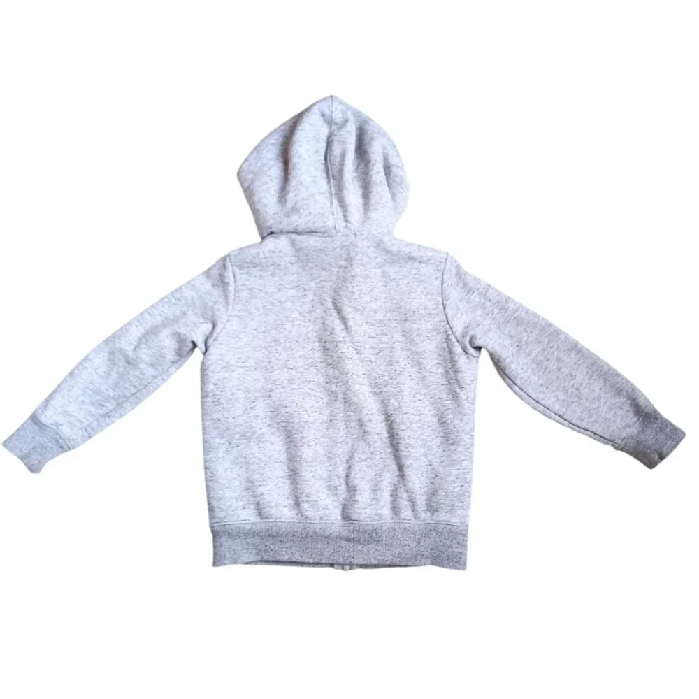 Uniqlo Kids Sherpa Lined Zip Hoodie Gray – Size 5/6 Cozy Winter Jacket